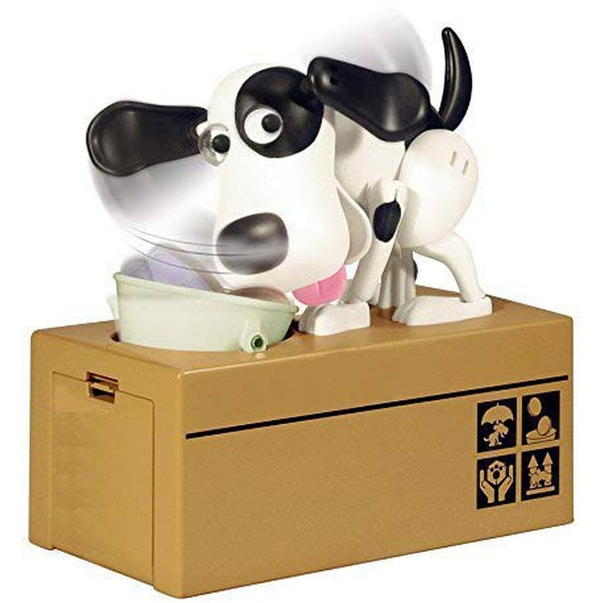 Alt View 1. JuzToys - Dog Piggy Bank, My Dog Piggy Bank, Robotic Coin Munching Toy Money Box, Dog Eating Coins Piggy Bank for Kids White Black - Multicolored.