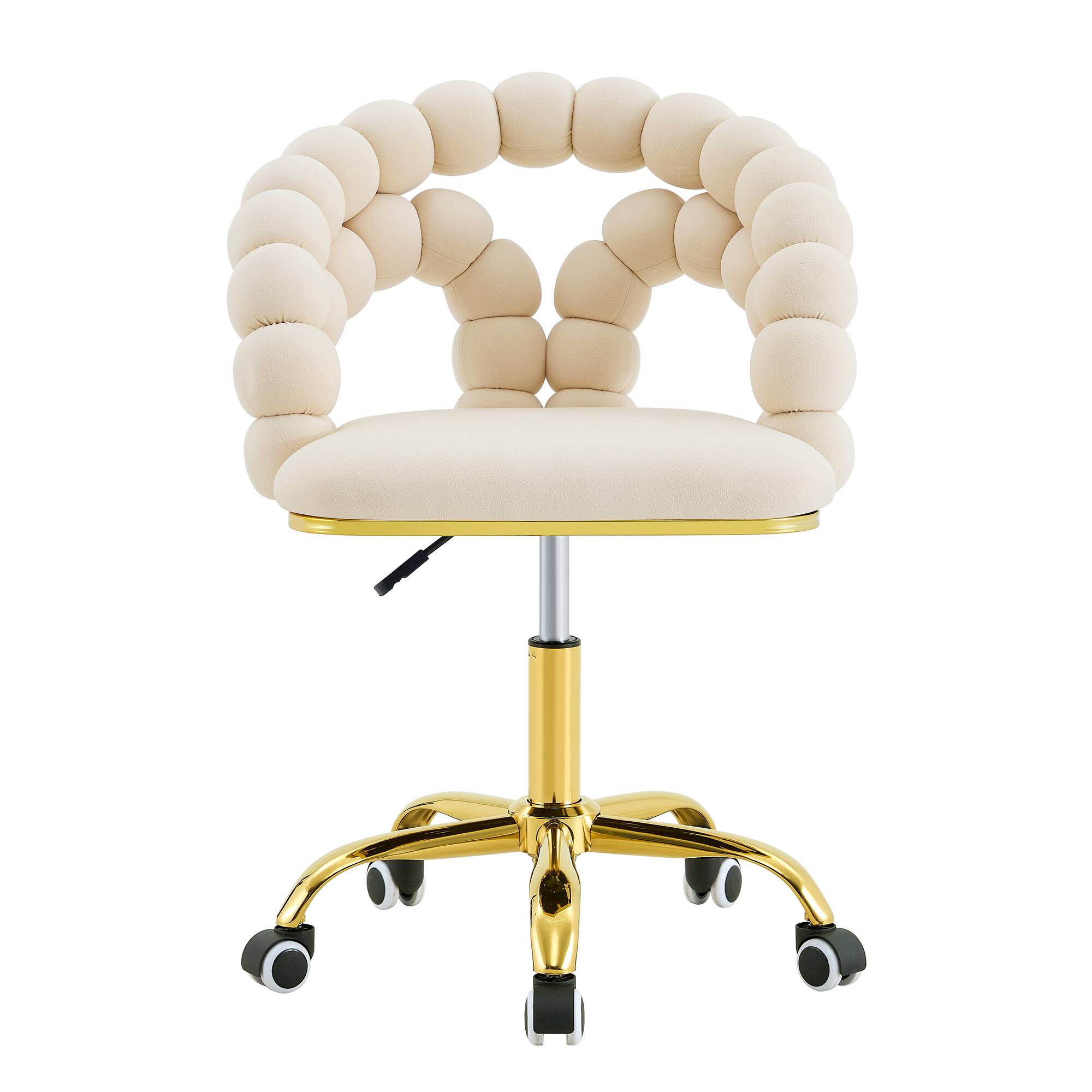 Alt View 6. Loheer - Loheer- Velvet Desk Chair Adjustable Swivel Office Chair with Bubble Back, 2.82 x 1.94 x 2.56 ft - Beige,Gold.