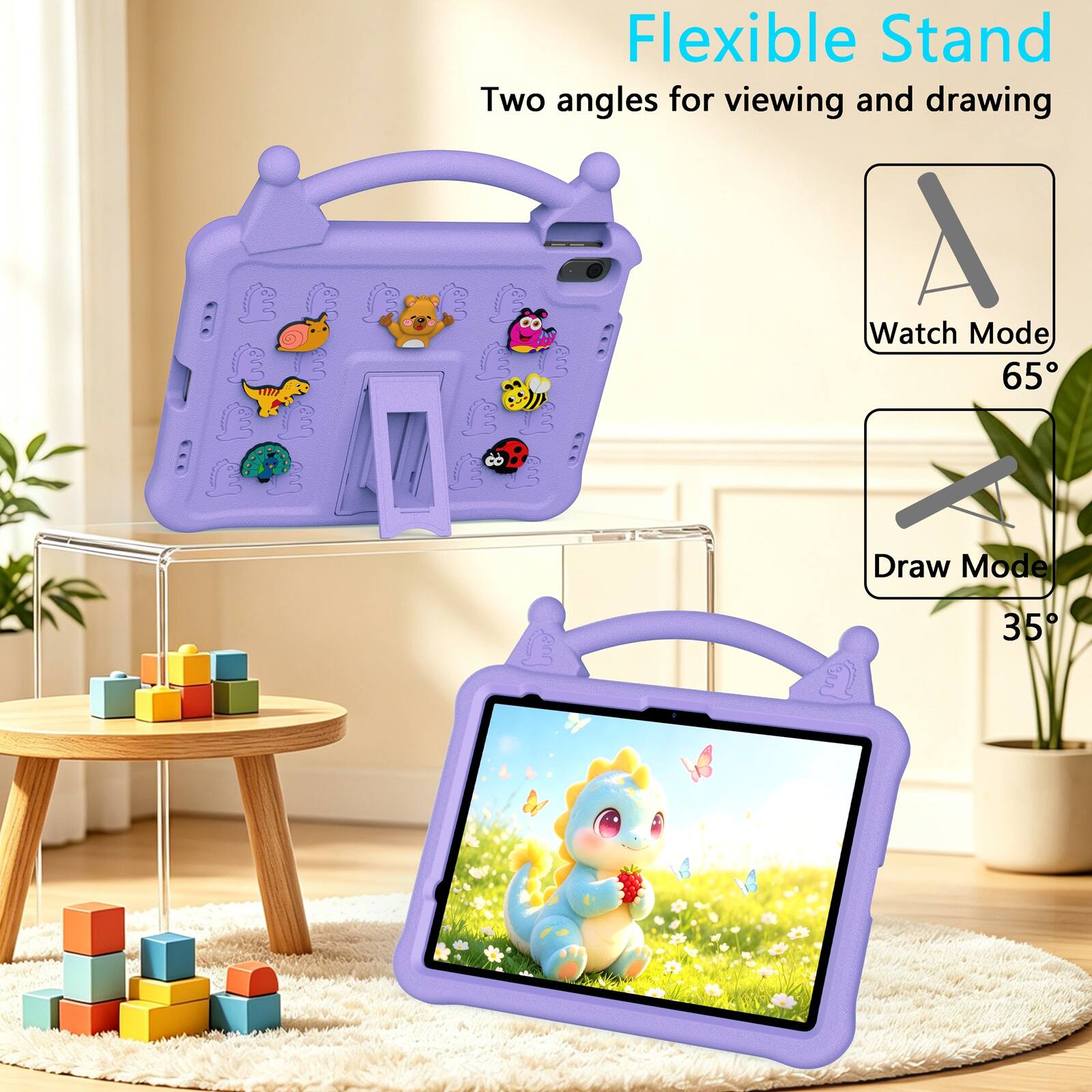 Flexible Stand  
Two angles for viewing and drawing  
A Watch Mode 65°  
B Draw Mode 35°