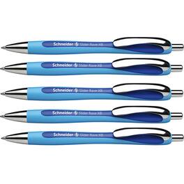 Schneider - Rave Retractable Ballpoint Pen, ViscoGlide Ink, 1.4 mm, Blue, Pack of 5