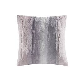 Gracie Mills - Shawn Faux Brushed long Fur Square Pillow - Blush/Grey