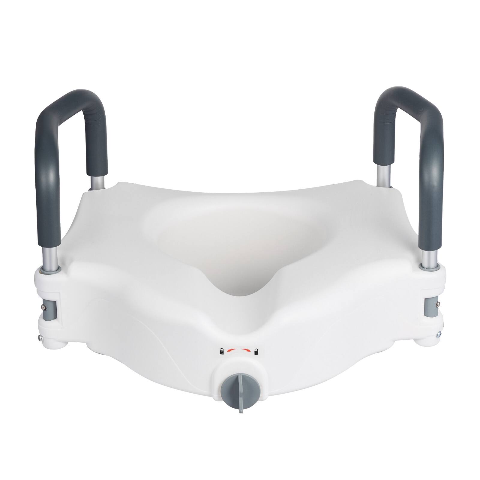 Alt View 5. VEVOR - Raised Toilet Seat with Arms, 300 lbs Load Capacity, 5-Inch Lift Height, Widened Commode Elevated Toilet Seat Riser - White.