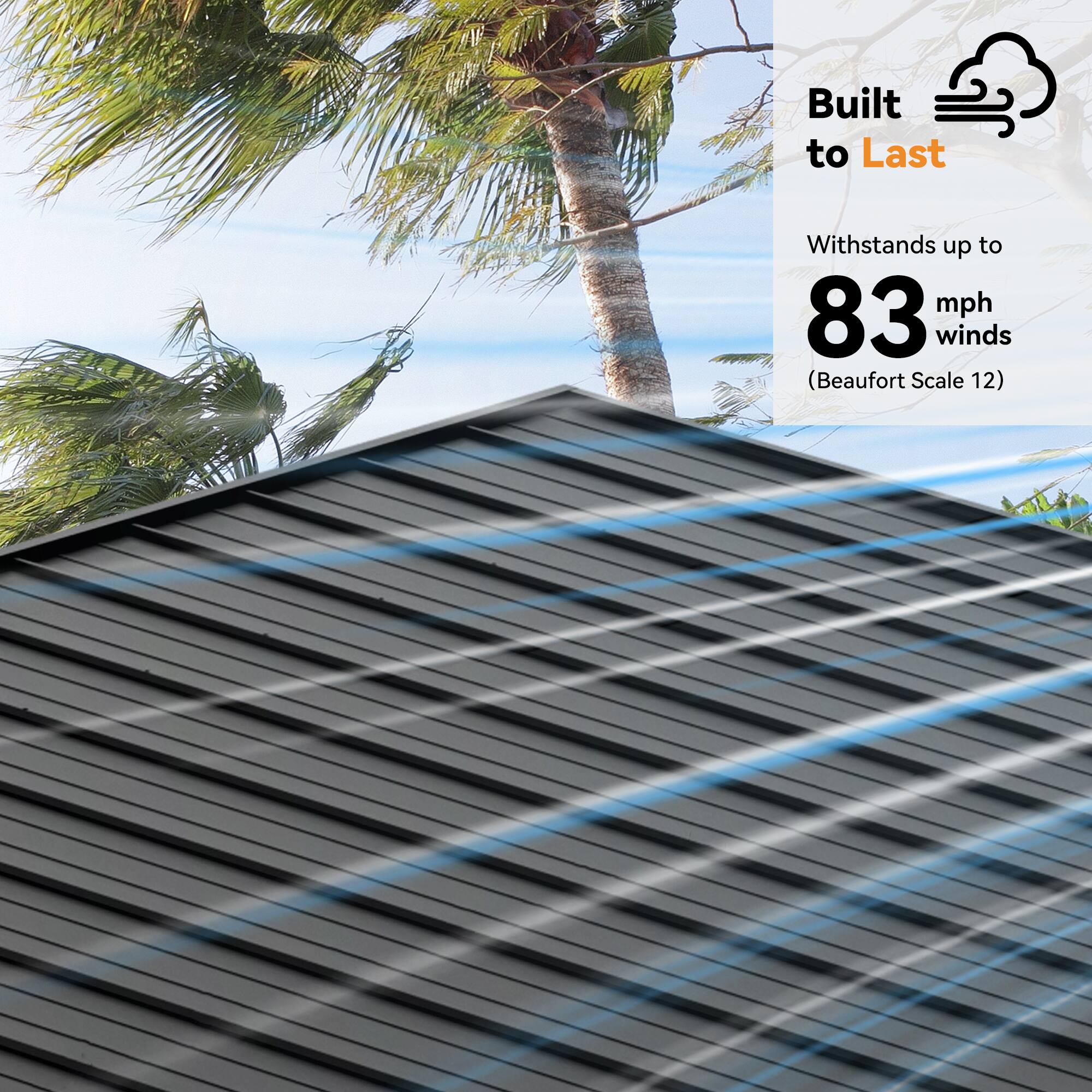 Built to Last  
Withstands up to 83 mph winds (Beaufort Scale 12)