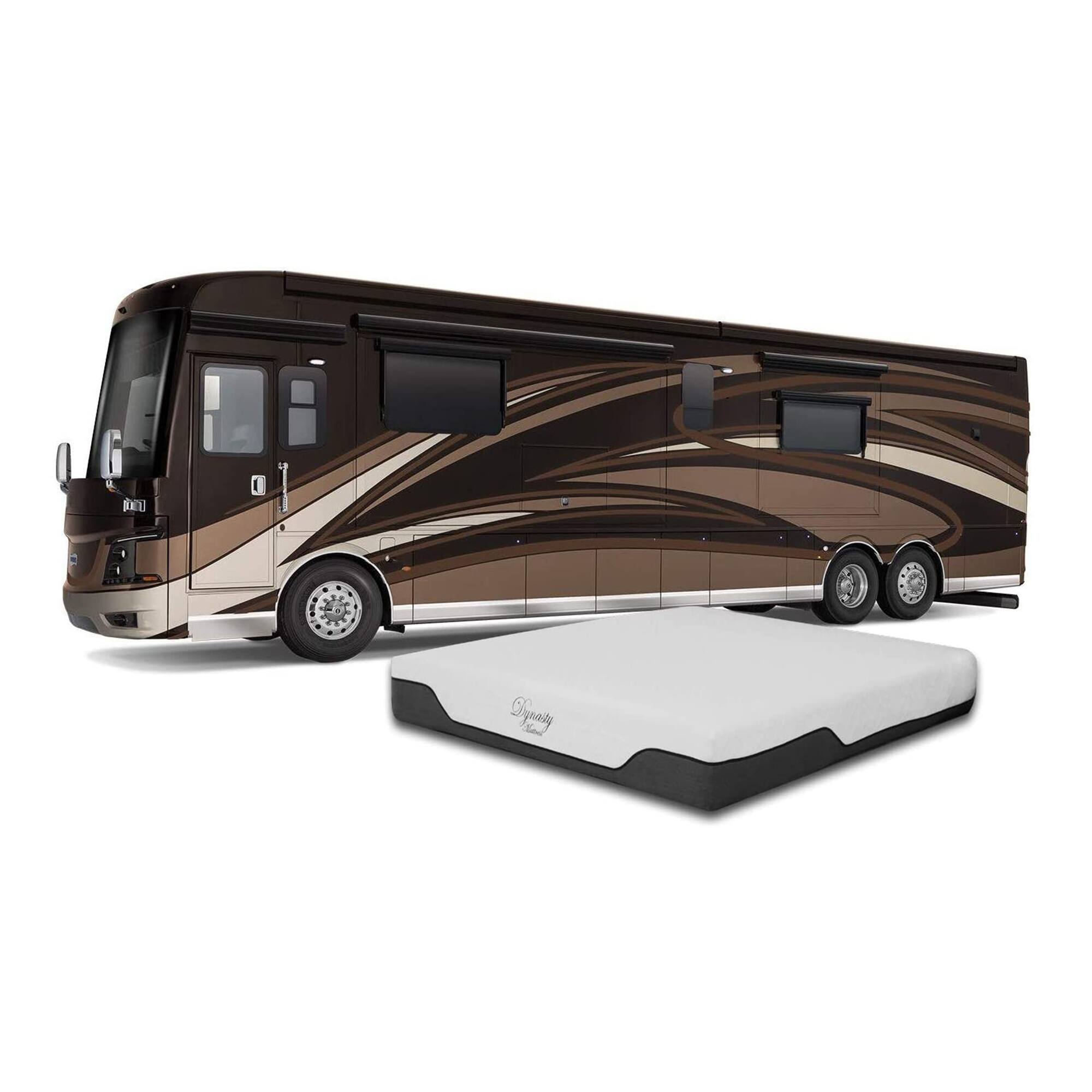 Front. Dynasty Mattress - Dynasty Mattress 10 Inch CoolBreeze Gel Memory Foam Short King RV Mattress Bed - White.