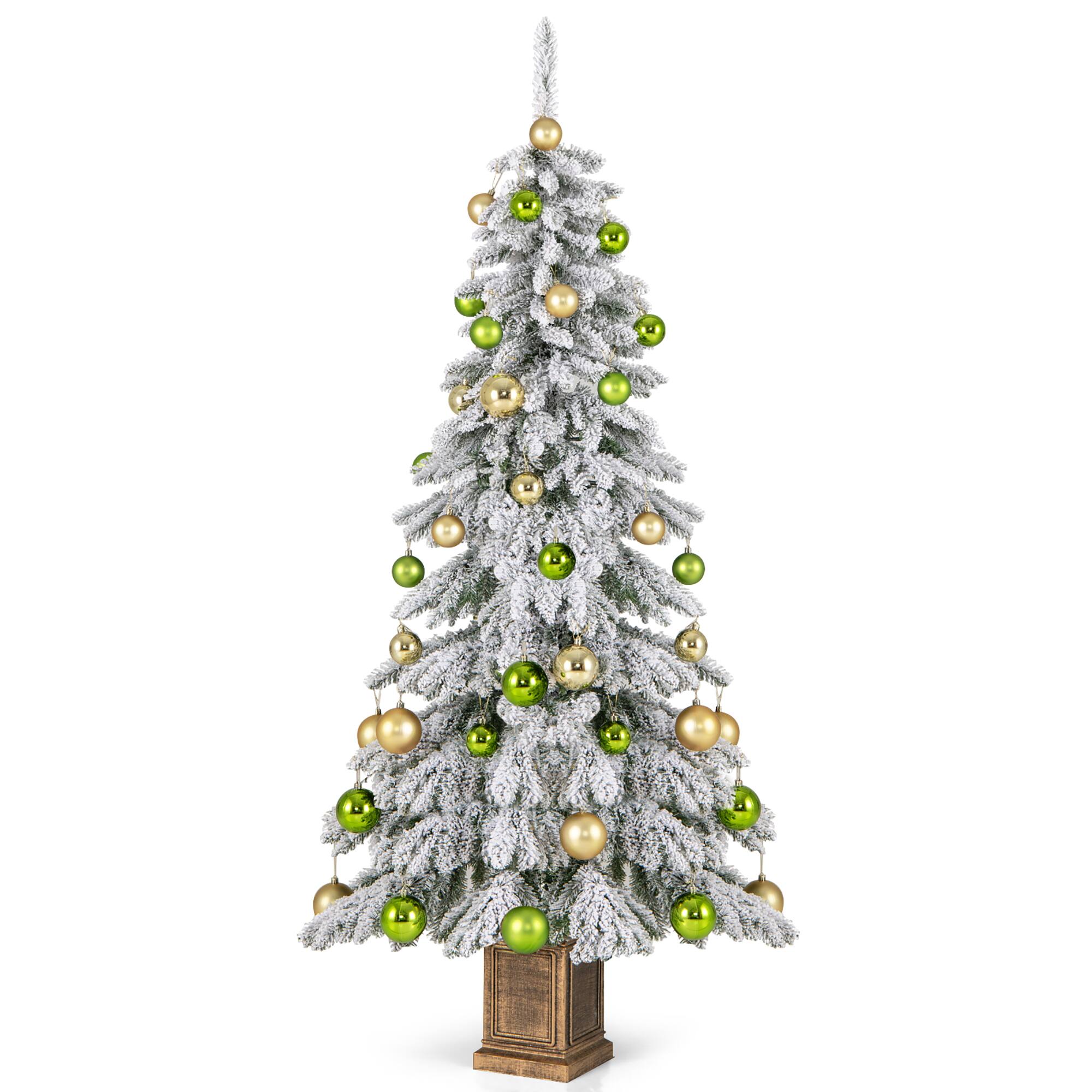 Alt View 9. Gymax - Gymax 6 ft Artificial Xmas Tree Hinged Christmas Tree w/ 589 Flocked Branch Tips - White, Green.