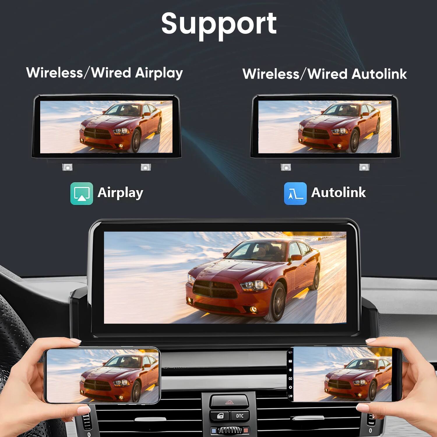 Support  
Wireless/Wired Airplay  
Wireless/Wired Autolink
