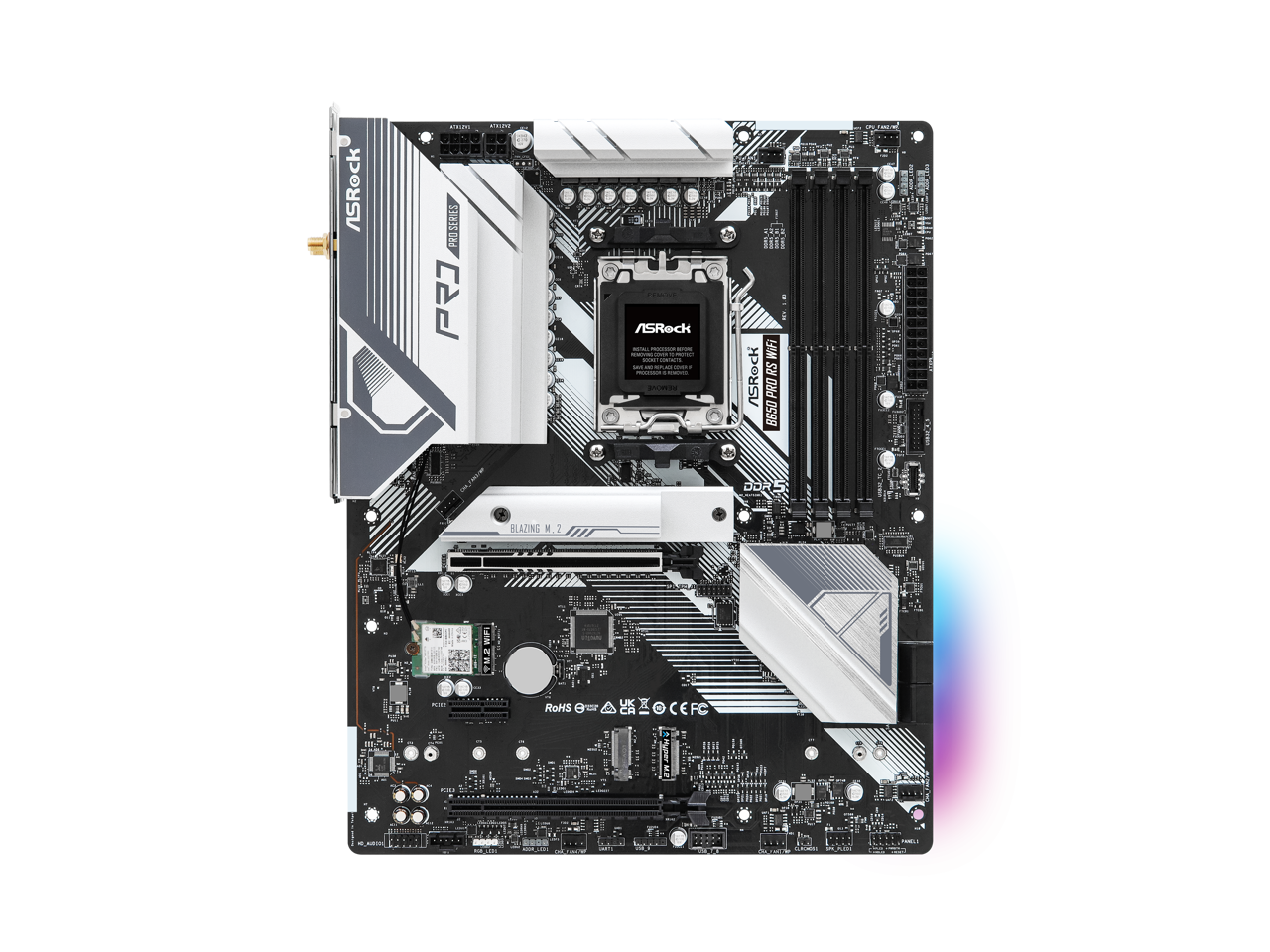 ASRock PRO B660M PRO SERIES  
Intel Processor Socket LGA 1700  
2 x DIMM DDR4 Memory Slots  
1 x M.2 Slot (PCIe 4.0 x4)  
1 x PCIe x16 Slot (PCIe 4.0 x16)  
1 x PCIe x1 Slot (PCIe 4.0 x1)  
1 x PCIe x1 Slot (PCIe 4.0 x1)  
1 x USB 3.2 Gen 2 Type-C  
1 x USB 3.2 Gen 2 Type-A  
4 x USB 3.2 Gen 1 Type-A  
4 x USB 2.0 Type-A  
1 x Gigabit LAN  
1 x Realtek ALC892 Audio Codec  
1 x 802.11ax Wi-Fi 6  
1 x Bluetooth 5.2  
1 x 2.5G LAN  
1 x 24-Phase Digital VRM  
1 x 8-Phase Digital VRM  
1 x 4-Phase Digital VRM  
1 x 2-Phase Digital VRM  
1 x 1-Phase Digital VRM  
1 x 1-