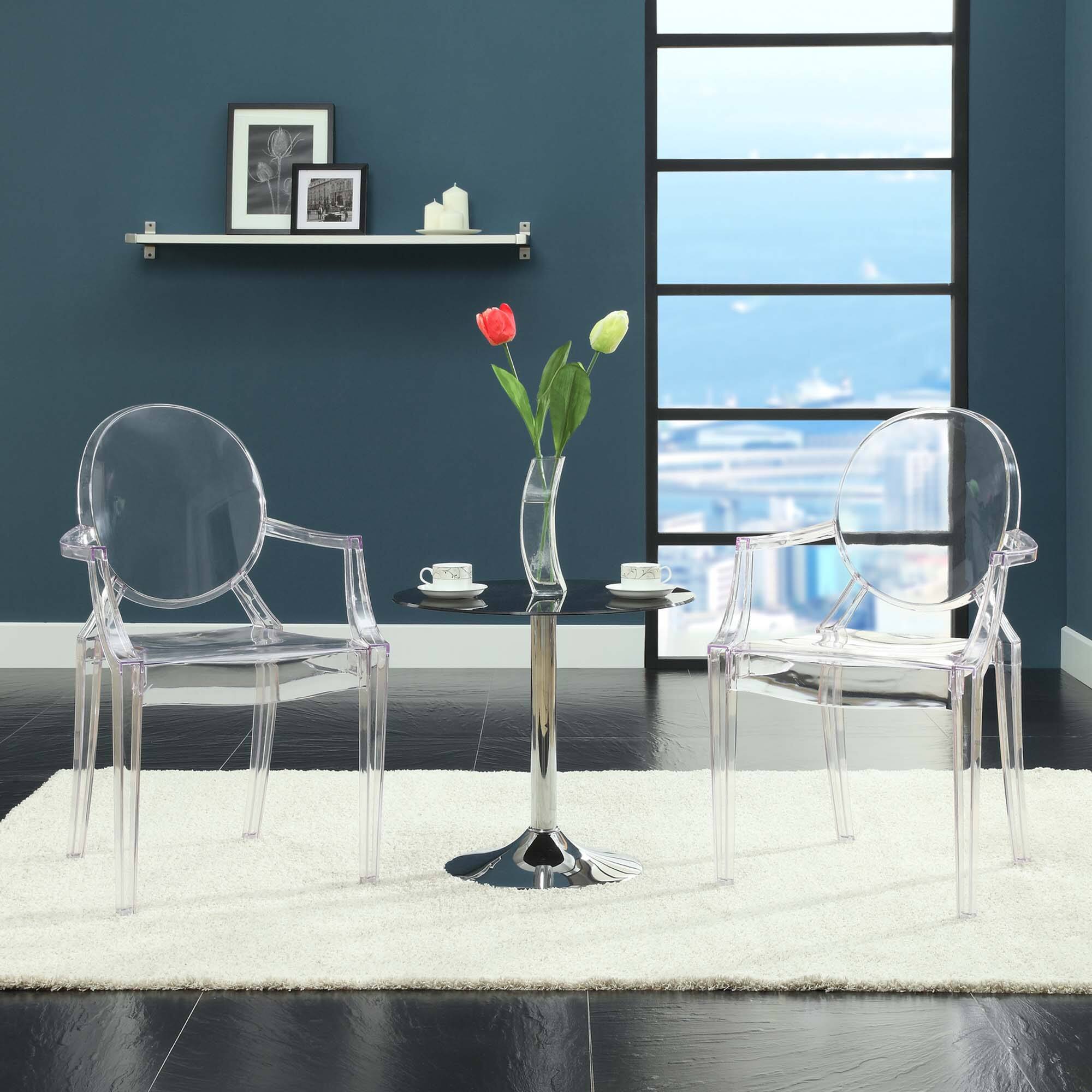 Back. Modway - Casper Dining Armchairs Set of 2 by Modway - Clear.