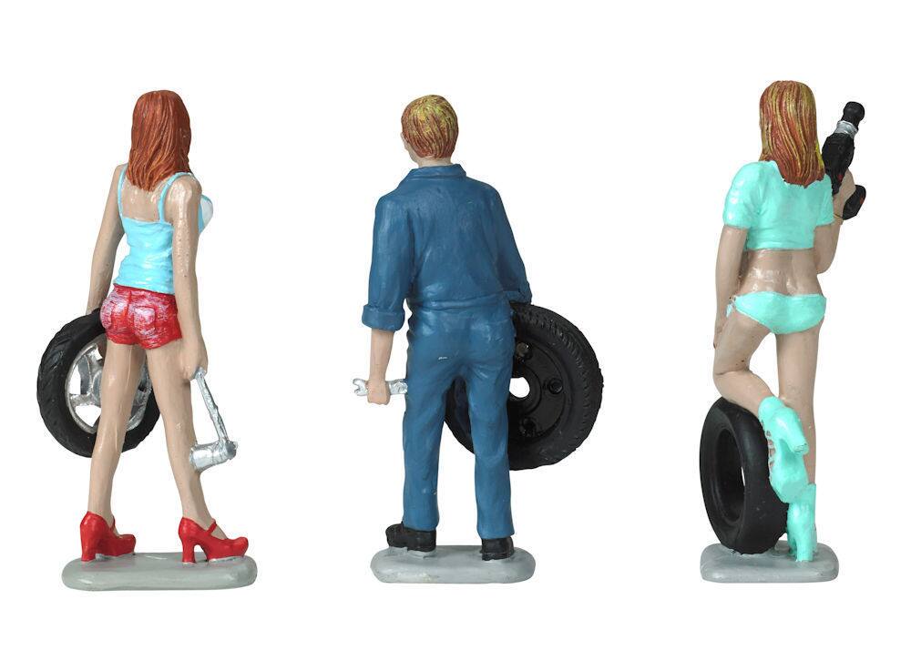 Alt View 2. Motorhead Miniatures - Michelle, Meg and Gary Tire Brigade 3 piece Figurine Set 1/24 by Motorhead Miniatures.