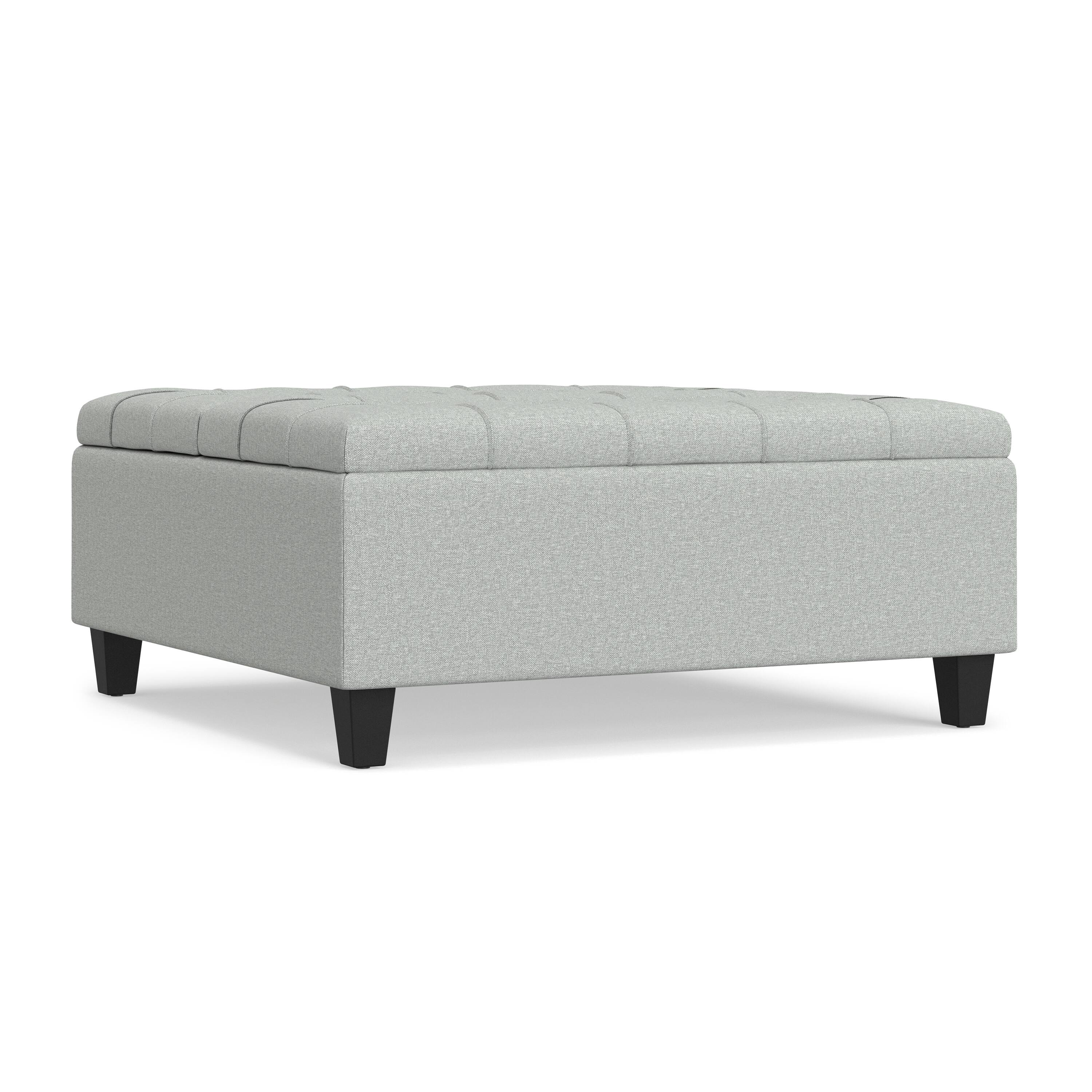 Alt View 2. Simpli Home - Harrison Coffee Table Storage Ottoman - Light Stone Grey.
