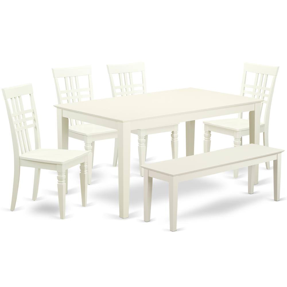 Back. East West Furniture - Dining Room Set Linen White - Linen White.