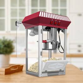 Wikistore - Movie Theater-Style Popcorn Machine Maker with Cart and 12-Ounce Kettle - Vintage-Style Popper on Wheels - Red