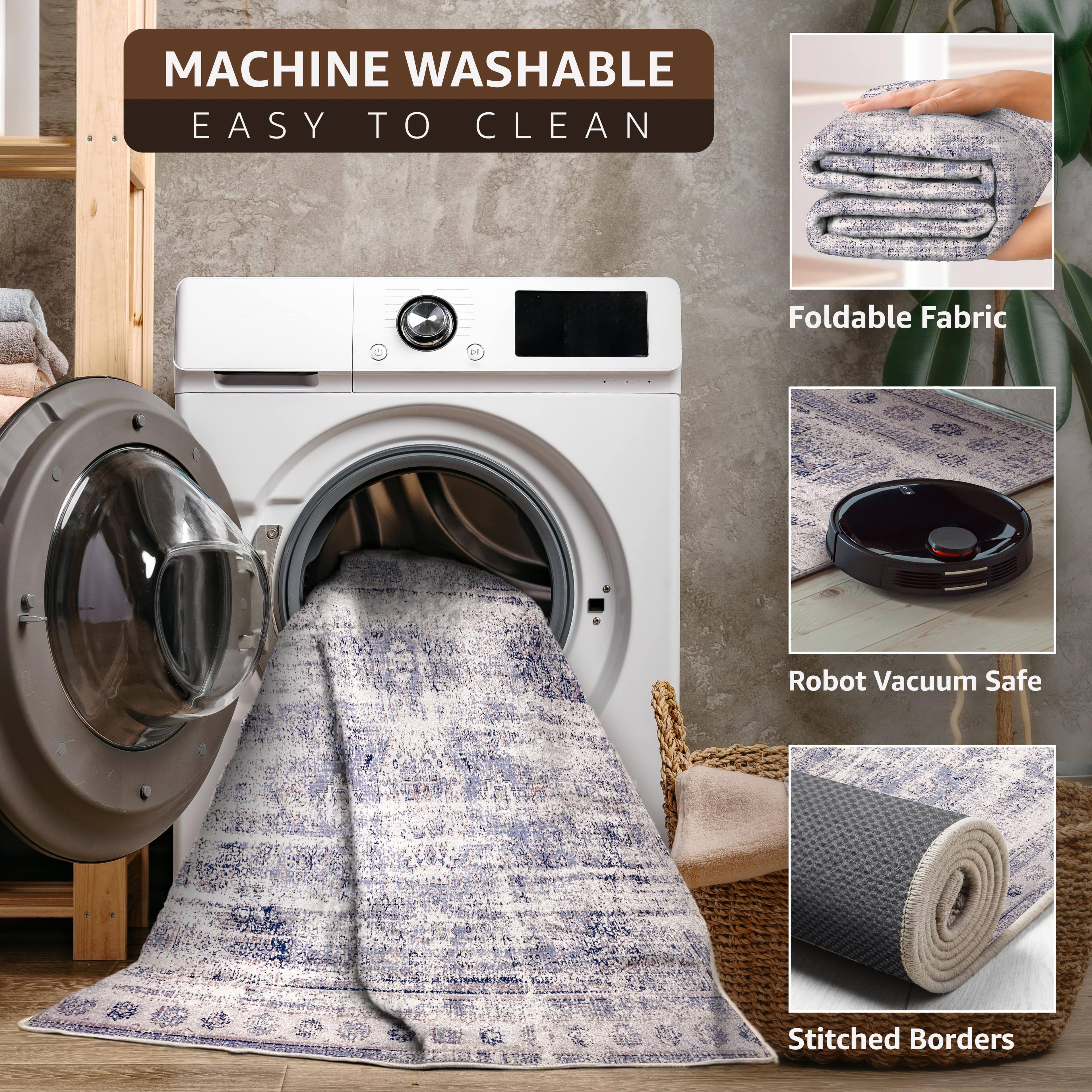 MACHINE WASHABLE  
EASY TO CLEAN  

Foldable Fabric  
Robot Vacuum Safe  
Stitched Borders