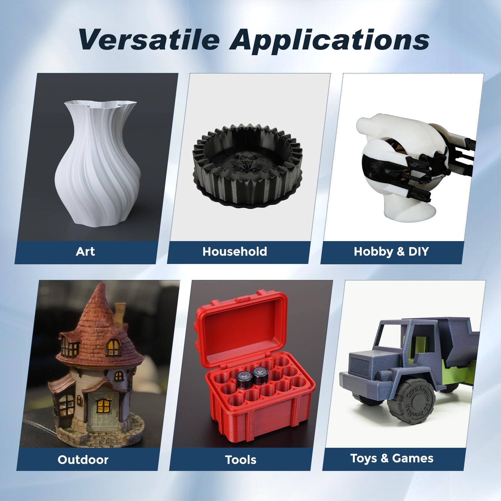 Versatile Applications

Art  
Household  
Hobby & DIY  
Outdoor  
Tools  
Toys & Games