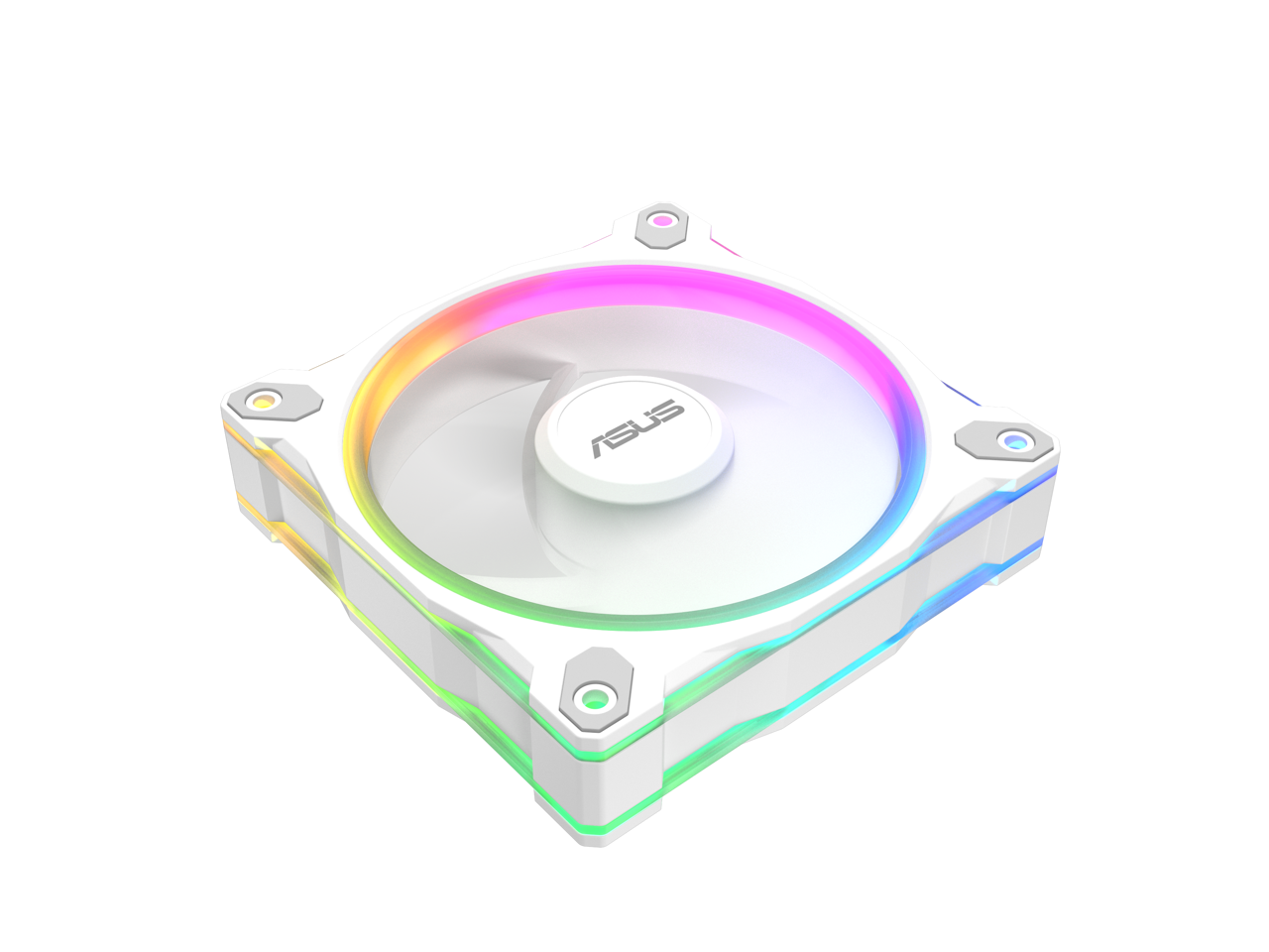 Alt View 3. ASUS - ASUS Prime MR120 ARGB Fan - White, 28mm Frame, Quiet, PWM, 20 ARGB LEDs, Aura Sync - white.