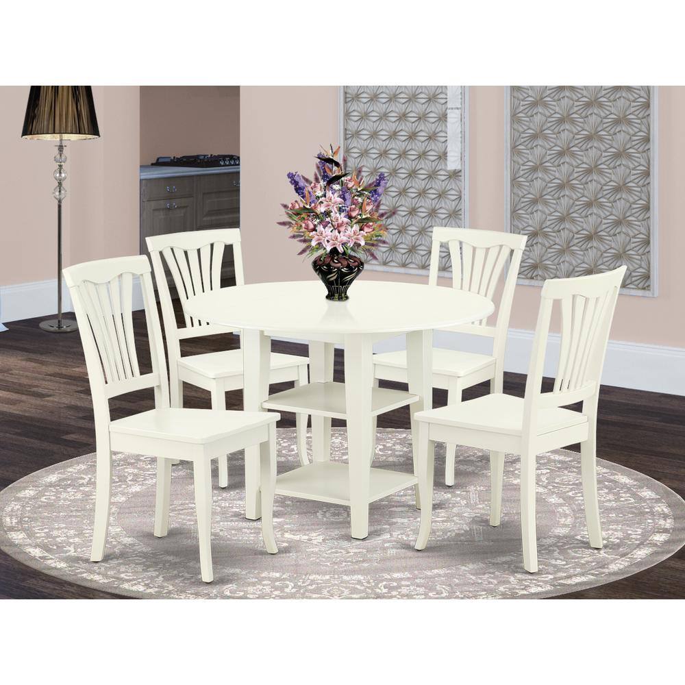 Left. East West Furniture - Dining Room Set Linen White - Brown.