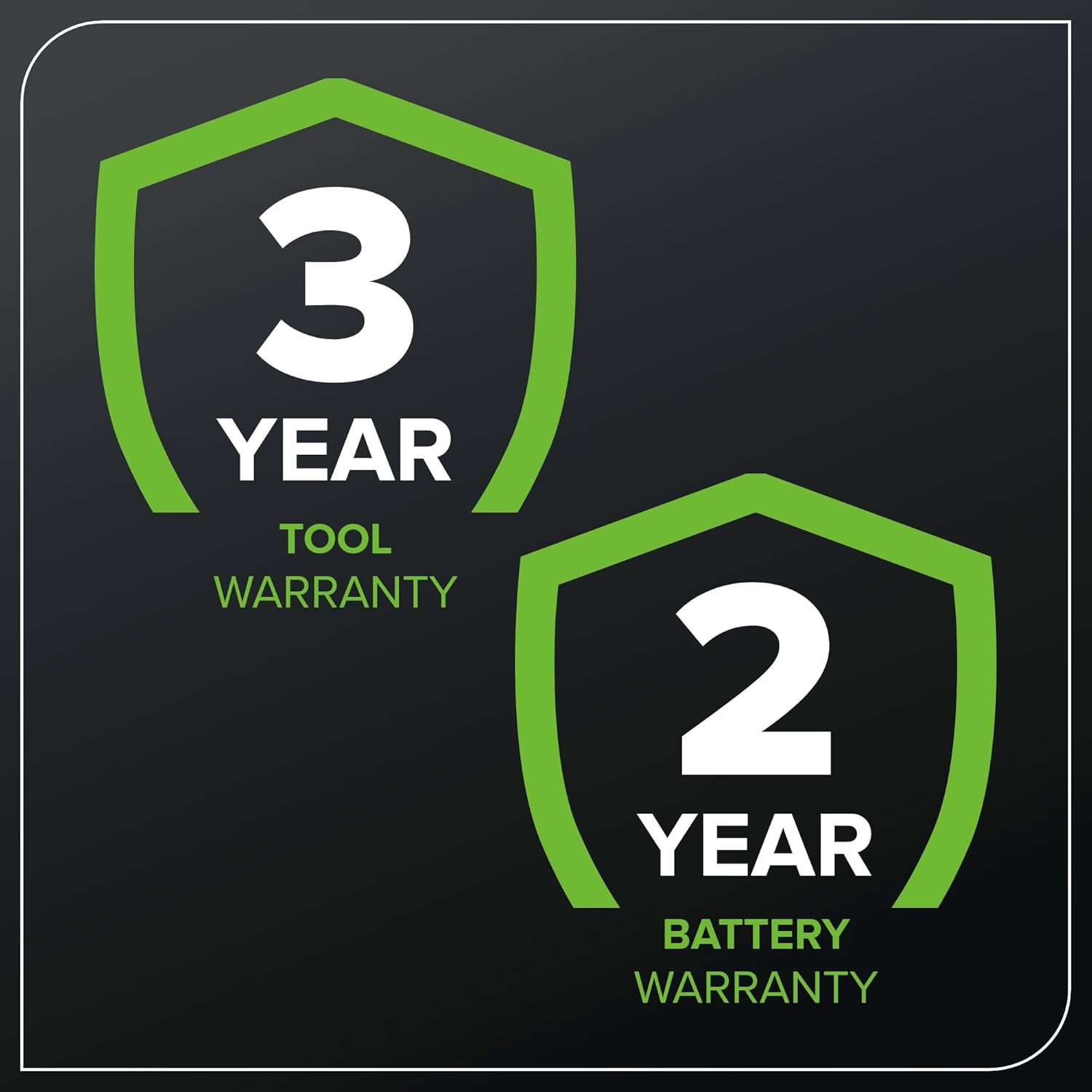 3 YEAR TOOL WARRANTY  
2 YEAR BATTERY WARRANTY