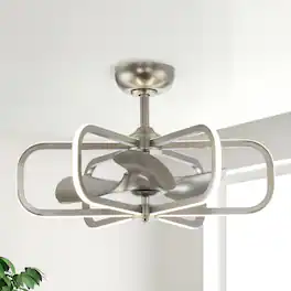 Parrot Uncle - 30" Modern Nickel LED Ceiling Fan with Lights and Remote Control - Silver