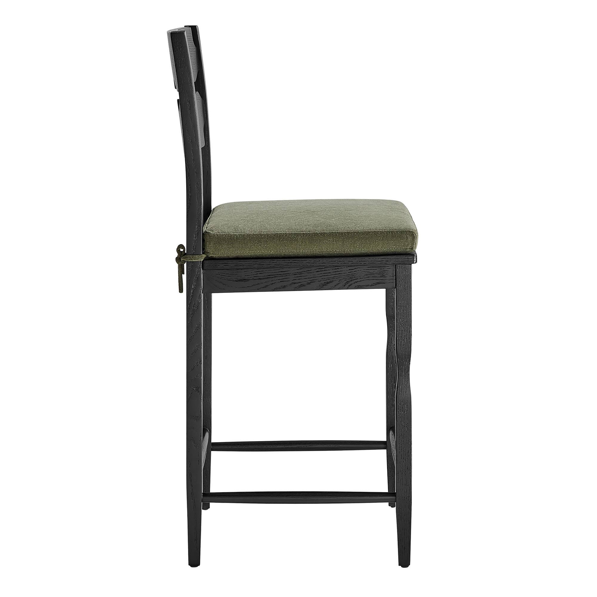 Alt View 2. Modway - Jax Oak Wood Counter Stool With Wavy Razor Back and Cushion by Modway - Black Sage.