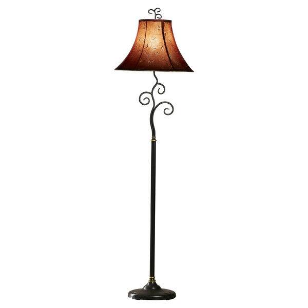 Back. Hivvago - Contemporary 61-inch Tall Floor Lamp with Red and Gold Bell Shade - Red, Gold.