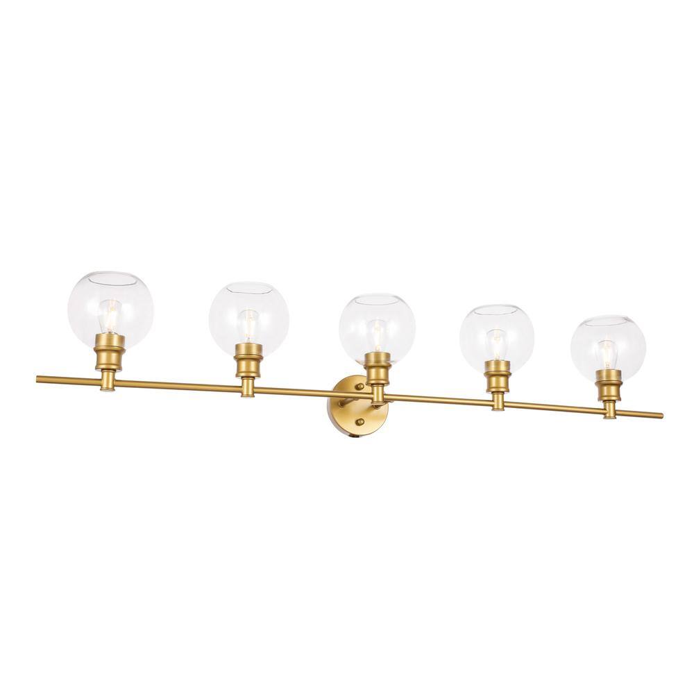 Alt View 8. Living District - Collier 5 light Brass and Clear glass Wall sconce - Brass And Clear Glass.