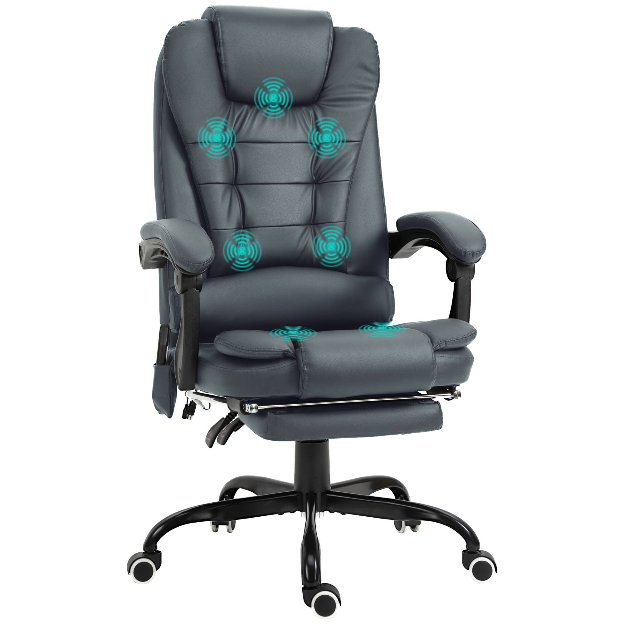 Vinsetto - 7-Point Vibrating Massage Office Chair, High Back Computer Chair with Lumbar Support, Footrest, Reclining Back - Blue