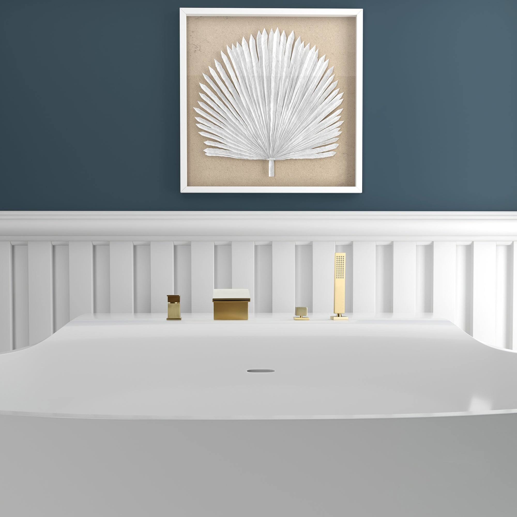 Alt View 4. Boyel Living - Single-Handle Tub Deck Mount Roman Tub Faucet with Hand Shower and Water Suply Hose in Brushed Gold - Brushed Gold.