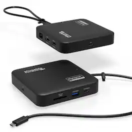 Plugable - 7-in-1 USB C Docking Station Dual Monitor - Dual HDMI Dock, for Mac and Windows, USB4, Thunderbolt or USB-C - Black