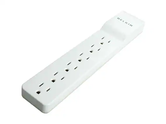 Front. Belkin - BELKIN BE106000-2.5 2.5 feet 6 Outlets 555 joule Home/Office Surge Protector - Black.