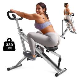 FED Fitness - Squat Machine, Ride Rowing Machine for Glute Core Legs Cardio Exercise, 4 Adjustable Resistance Levels - Gray