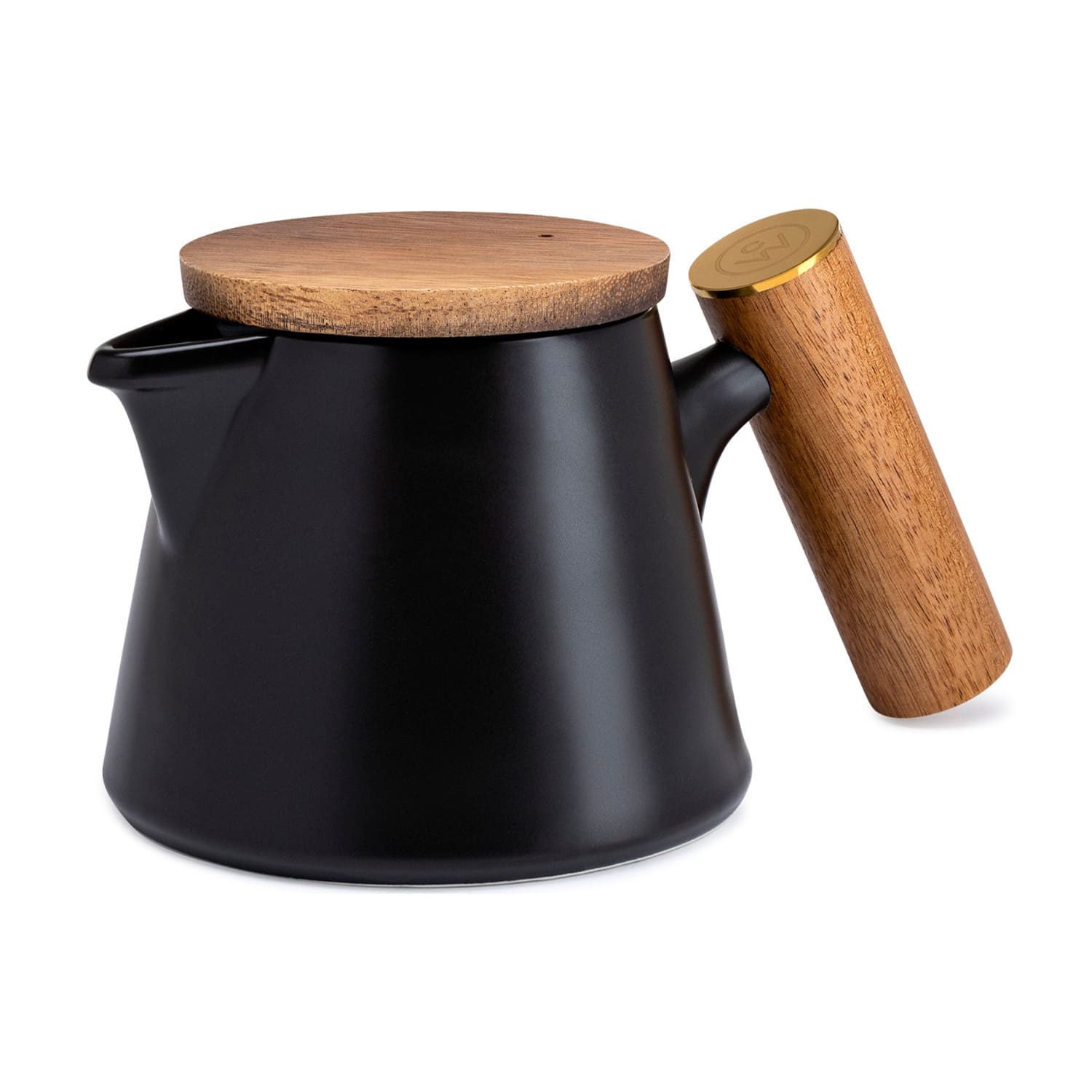 ChefWave - Ceramic Tea Pot with Stainless Steel Tea Infuser and Bamboo Lid, 20 oz - Black