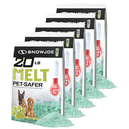 SnowJoe 20 LB Melt
Pet-Safer Than Pure Rock/Chloride-Based Salt
Melts Down to -12°F
Enhanced with Melt20Pet
Melts Down to 2°F