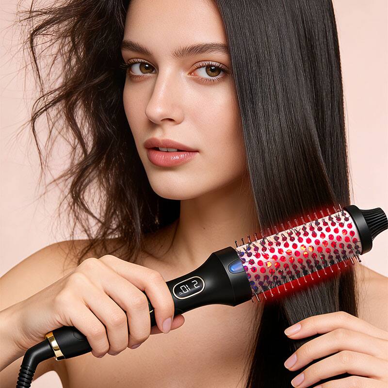 Alt View 2. Cluzine - Infrared Hot Air Brush, 30S Fast Heat, Frizz-Free Styling & Scalp Care, 2-in-1 Straightener and Curler.