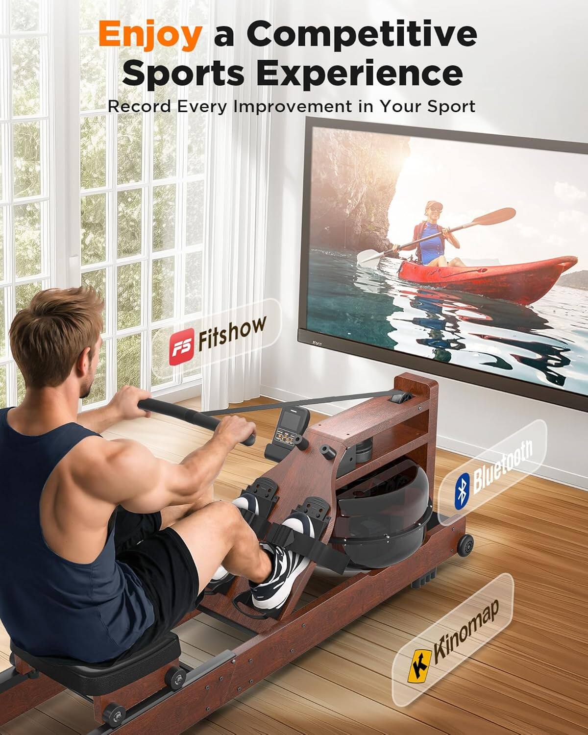 Enjoy a Competitive Sports Experience  
Record Every Improvement in Your Sport  

F5 Fitshow 3.8  
Bluetooth  
Kinomap