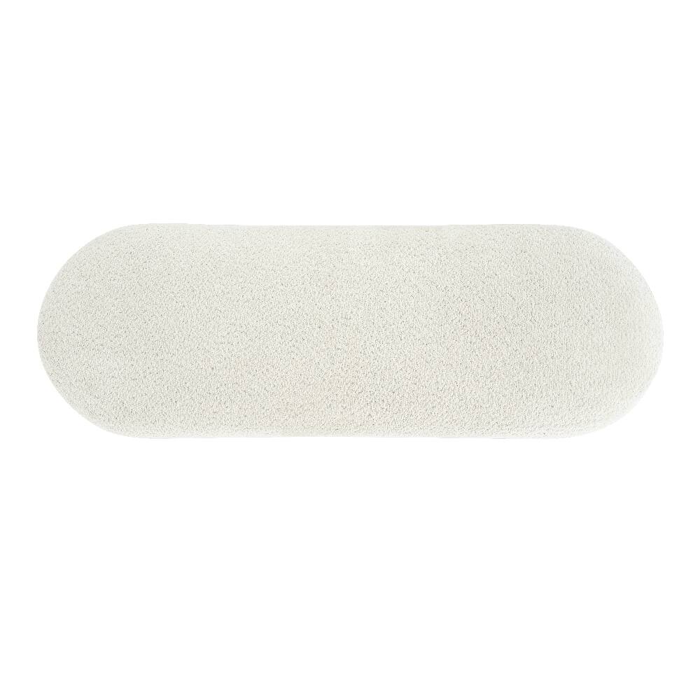 Alt View 3. Ropilly - Ropilly Modern Beige Boucle Dining Bench with Brown PU Legs, Upholstered Entryway Accent Seating - Beige.