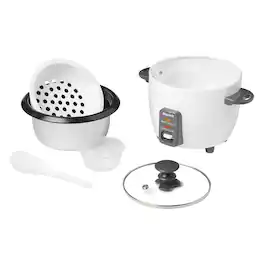 Starfrit - 024734-001-0000 3-cups Uncooked/6-cups Cooked 300-watt Electric Rice Cooker With Ceramic Coating - White