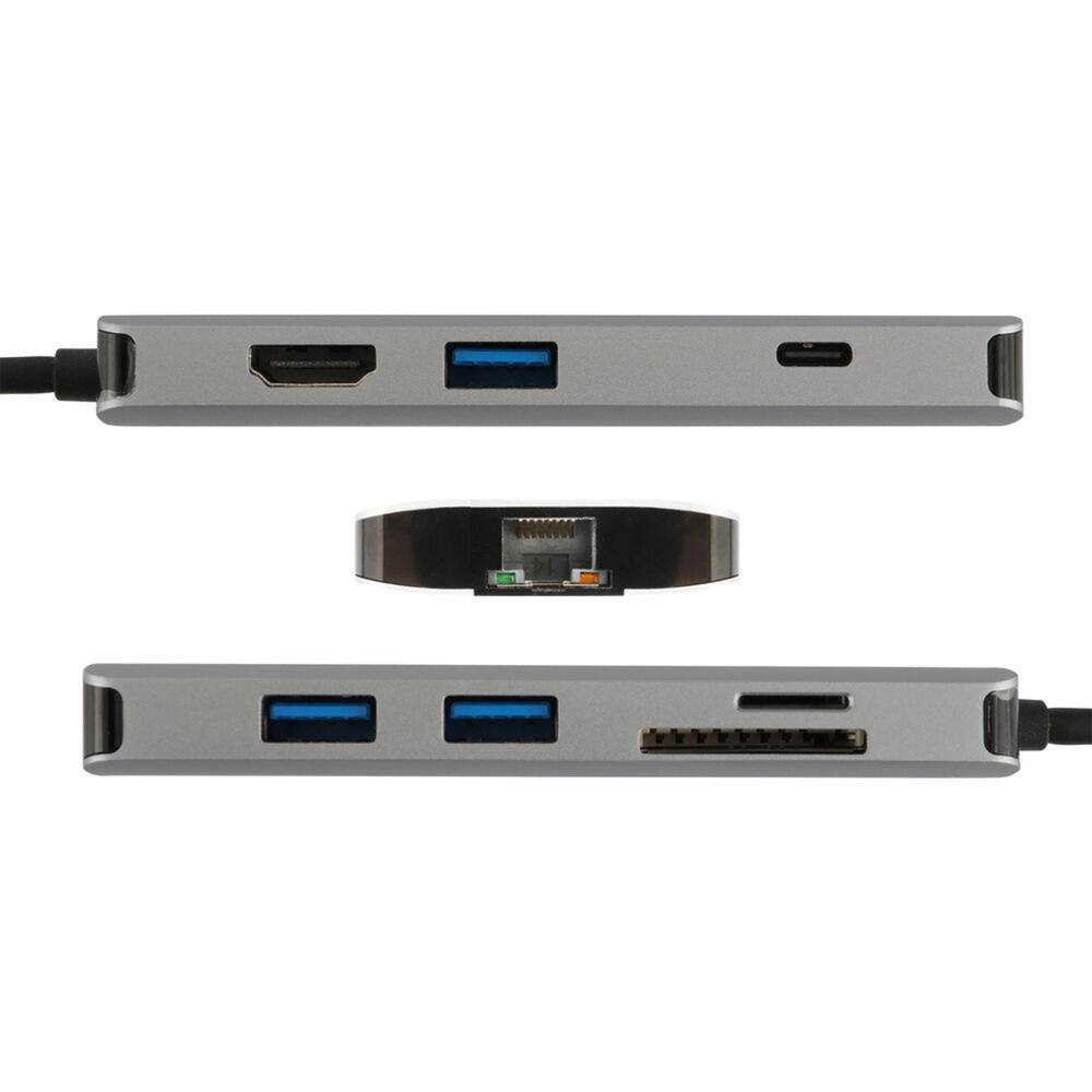 Alt View 1. Xcellon - Xcellon 8-in-1 USB-C Multimedia Hub with HDMI, Gigabit Ethernet, SD Card Reader and USB 3.2 Ports - Grey.