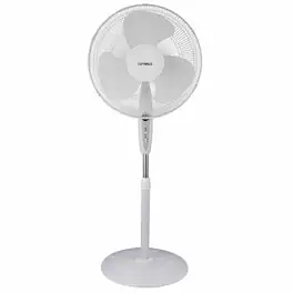 Optimus - 16 in. Oscillating Stand Fan with Remote Control - White