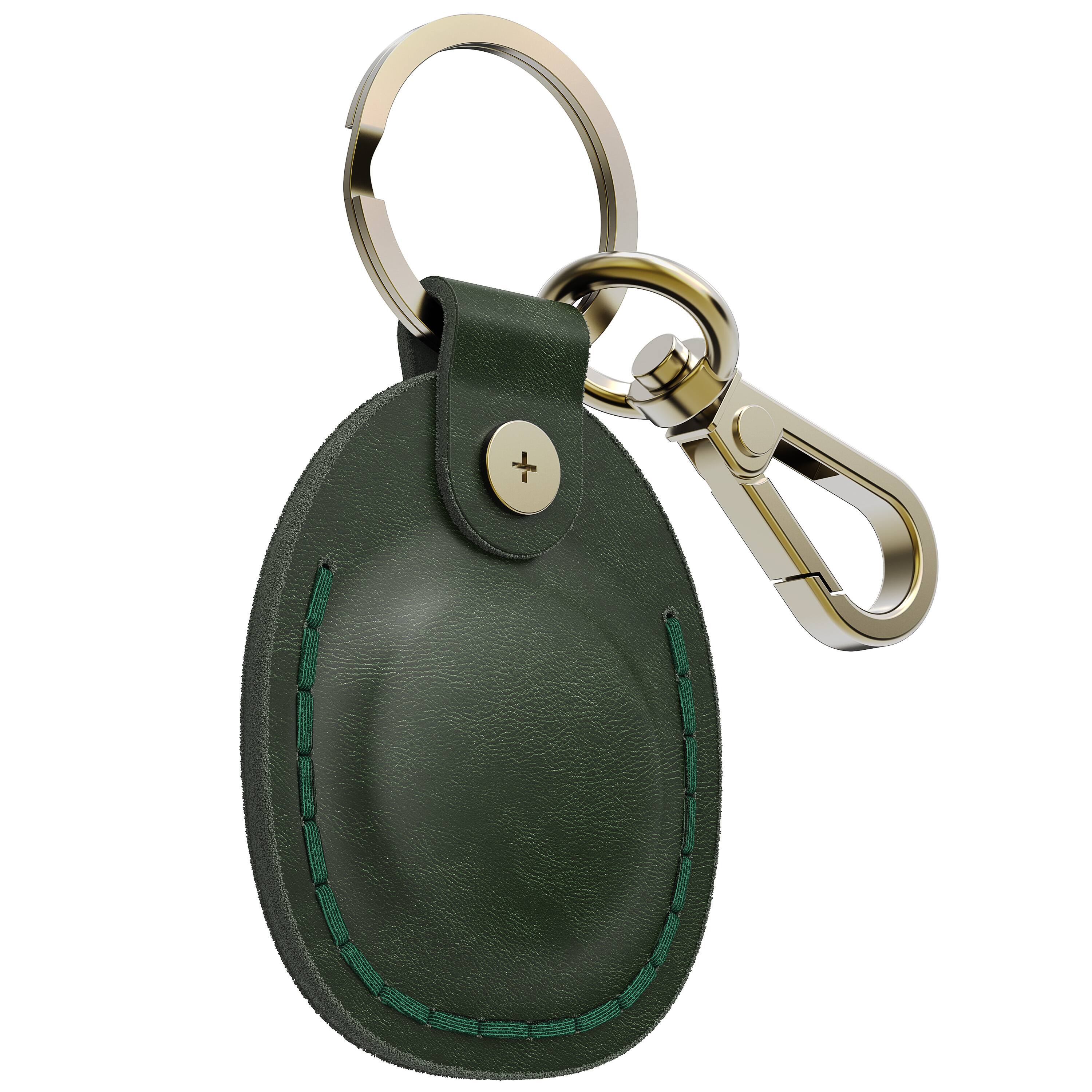 Left. Vena - For Apple AirTag Holder, AirTag Keychain Genuine Leather, AirTag Case Cover For Pet Dog Cat Collar Luggage, Green - Green.
