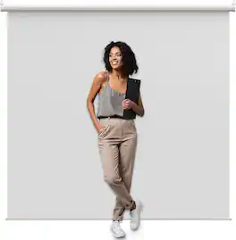 KHOMO GEAR - White Backdrop 84 x 84 in – XL Pull-Down Screen with White Case for Zoom, Photos & Video