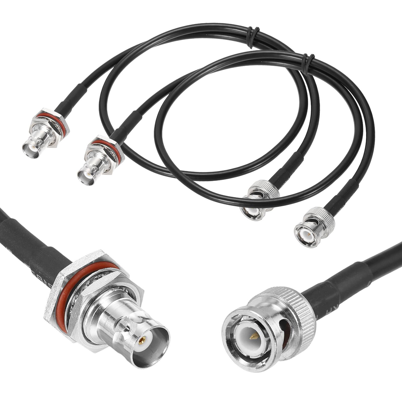 Front. Unique Bargains - 2pcs RG58 BNC to BNC 1.6ft, 50 Ohm LL BNC M to F Bulkhead Coax Jumper for Spectrum Analyzer, Antenna, Ham Radio, Osc. - Black.