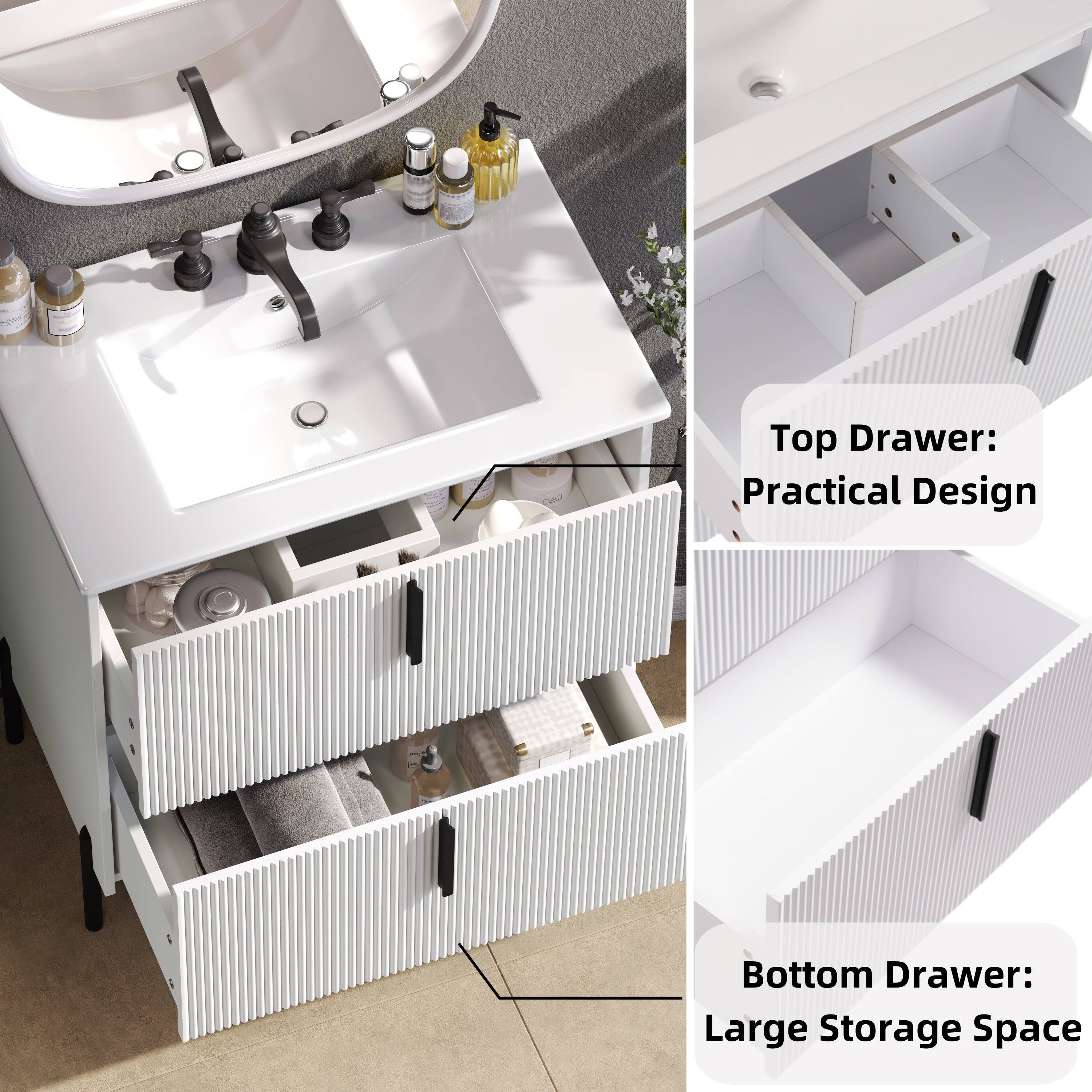 Top Drawer: Practical Design

Bottom Drawer: Large Storage Space