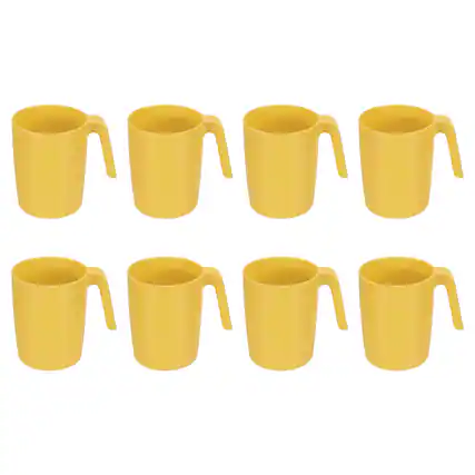 Front. Unique Bargains - Set of 8 Plastic Coffee Mugs, Unbreakable Reusable Microwave Dishwasher Safe Drinking Cups for Kitchen Camping - Gold.