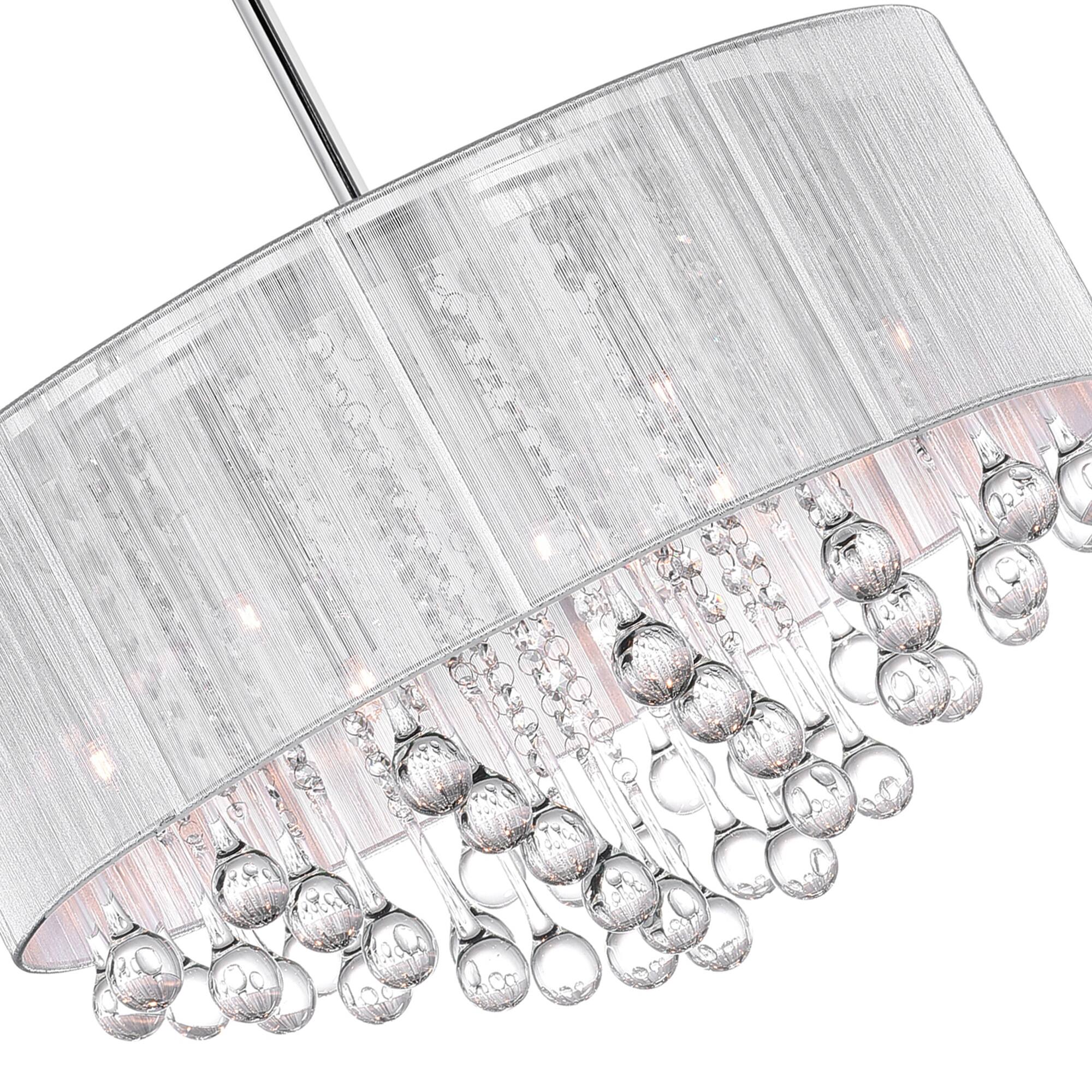 Left. CWI Lighting - Water Drop 9 Light Drum Shade Chandelier With Chrome Finish - Chrome.