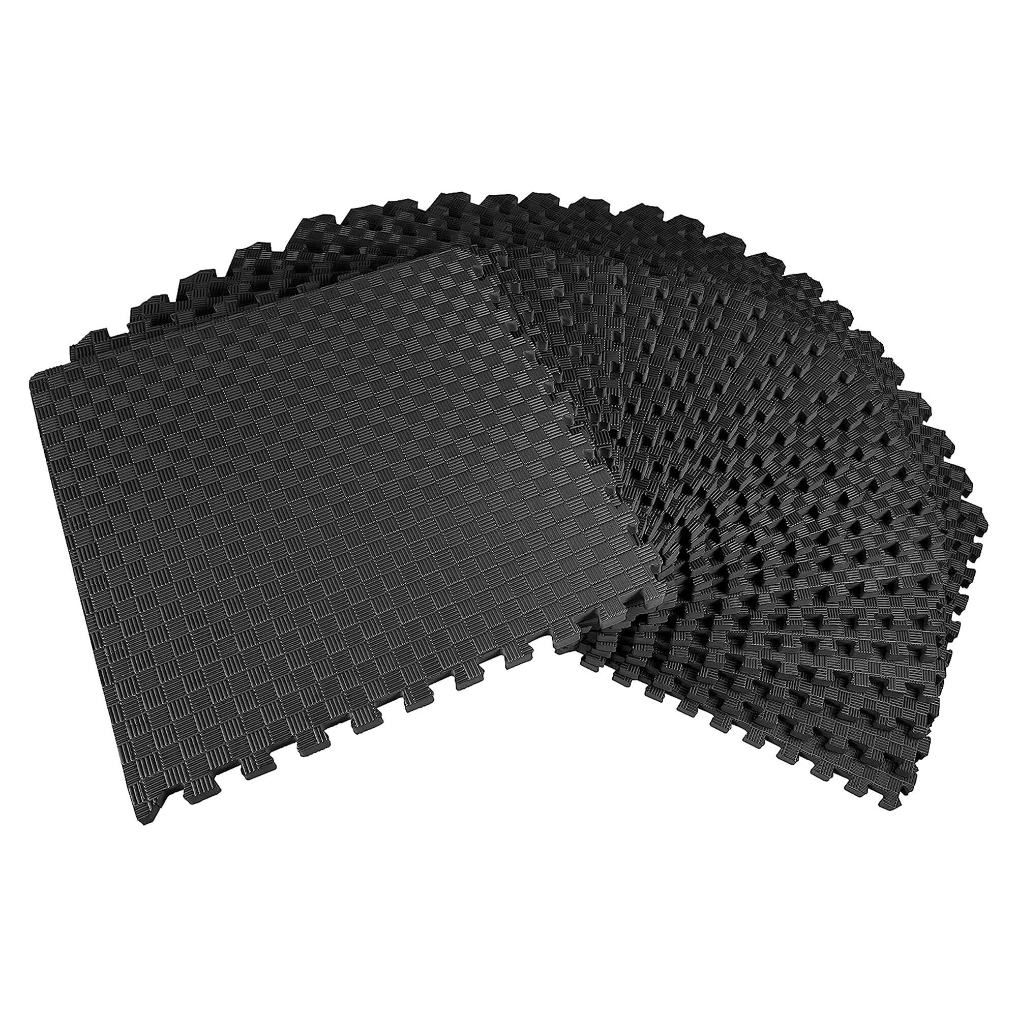 Alt View 1. BalanceFrom Fitness - BalanceFrom Fitness 72 Sq Ft Interlocking EVA Foam Exercise Mat Tiles, Black - Black.