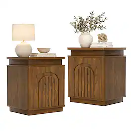 Loheer - Two Piece Nightstand Set with LED Lighting - Walnut