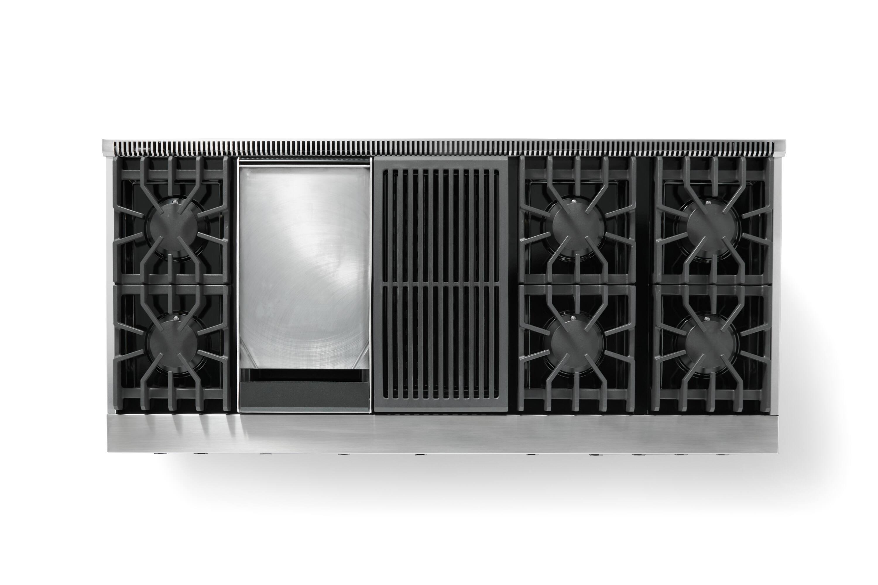 Alt View 4. Viking - 8.0 Cu. Ft. 60"W. Professional 5 Series Freestanding Double Oven Gas Convection Range - November Sky.