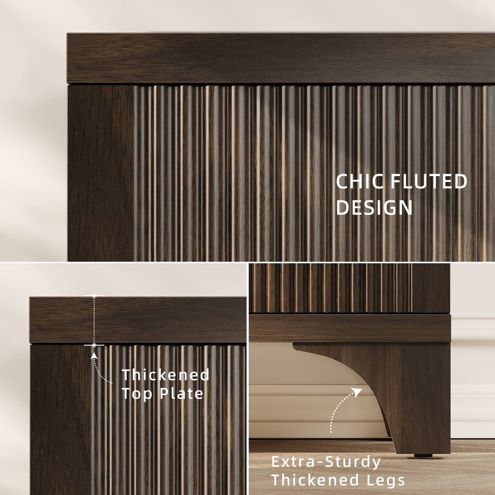 CHIC FLUTED DESIGN  
Thickened Top Plate  
Extra-Sturdy Thickened Legs