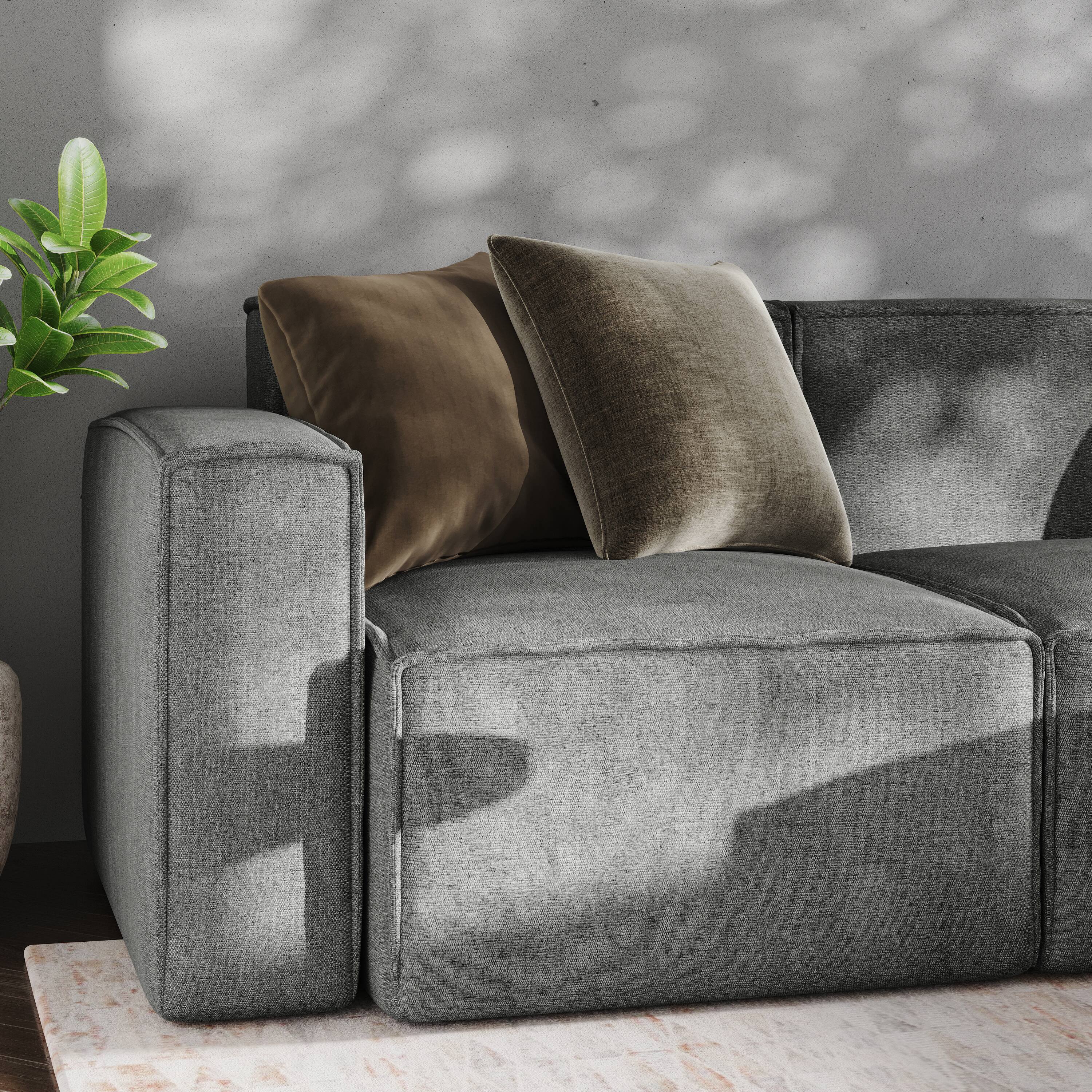 Alt View 3. Emma + Oliver - Farmount Modular Left Side Armchair with Arm Rest - Dark Gray.