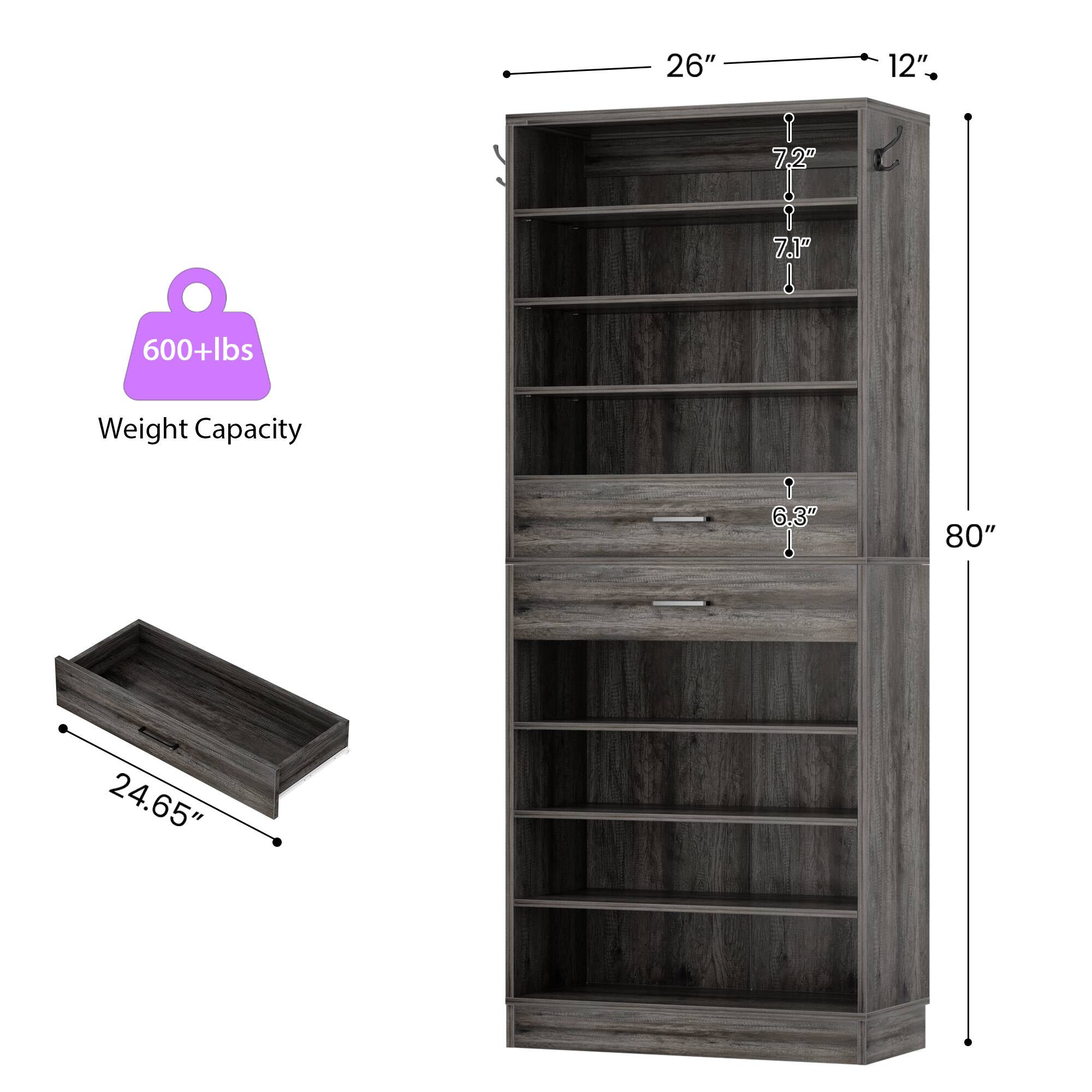 600+lbs  
Weight Capacity  
26" x 12"  
7.2" x 7.1"  
6.3"  
80"  
24.65"